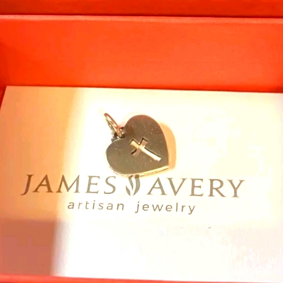 JAMES AVERY .925 Silver Cross Within a Heart Charm NIB - Picture 4 of 5